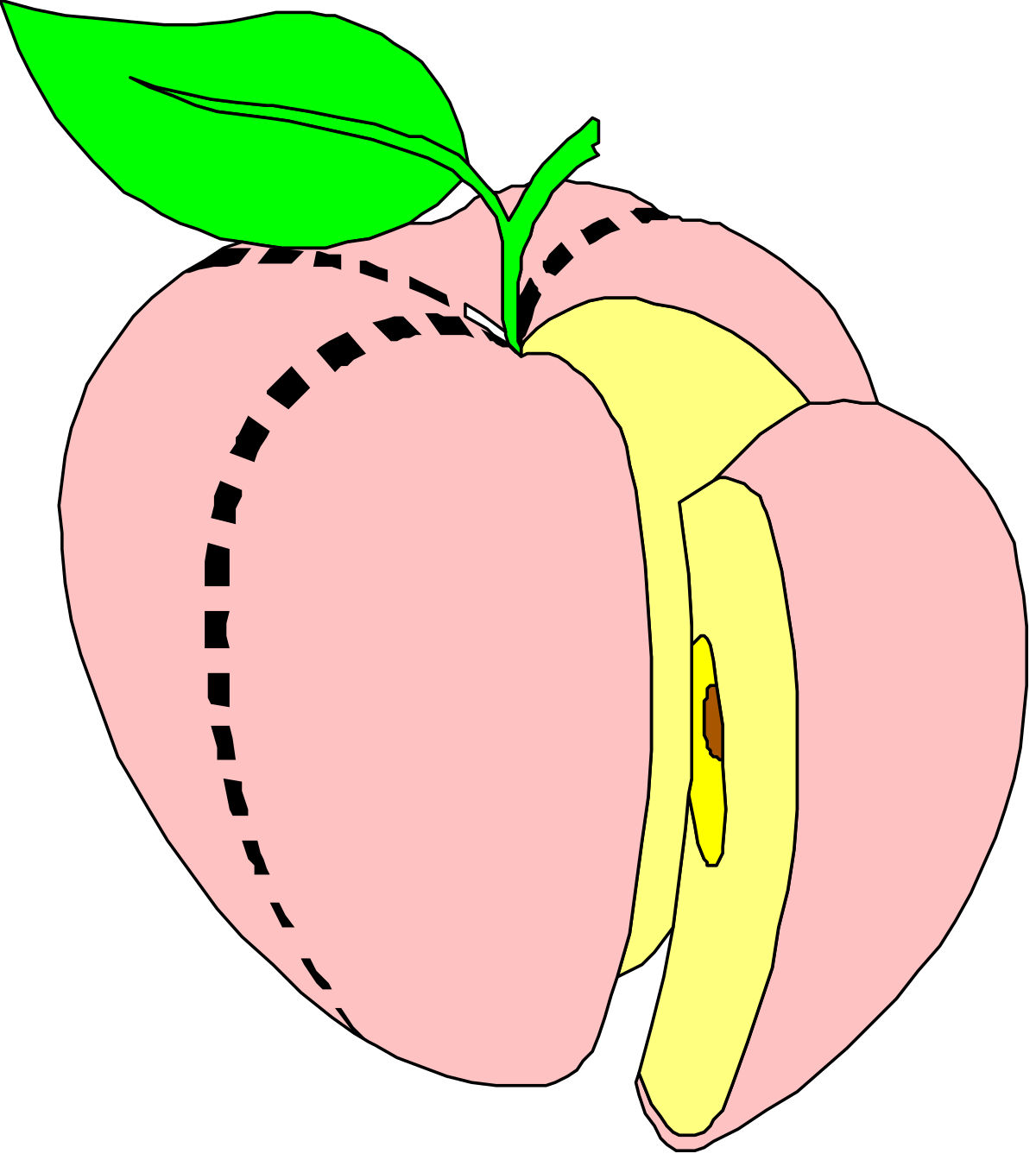 Peach Clipart with Green Leaf - Fresh and Juicy Illustrations