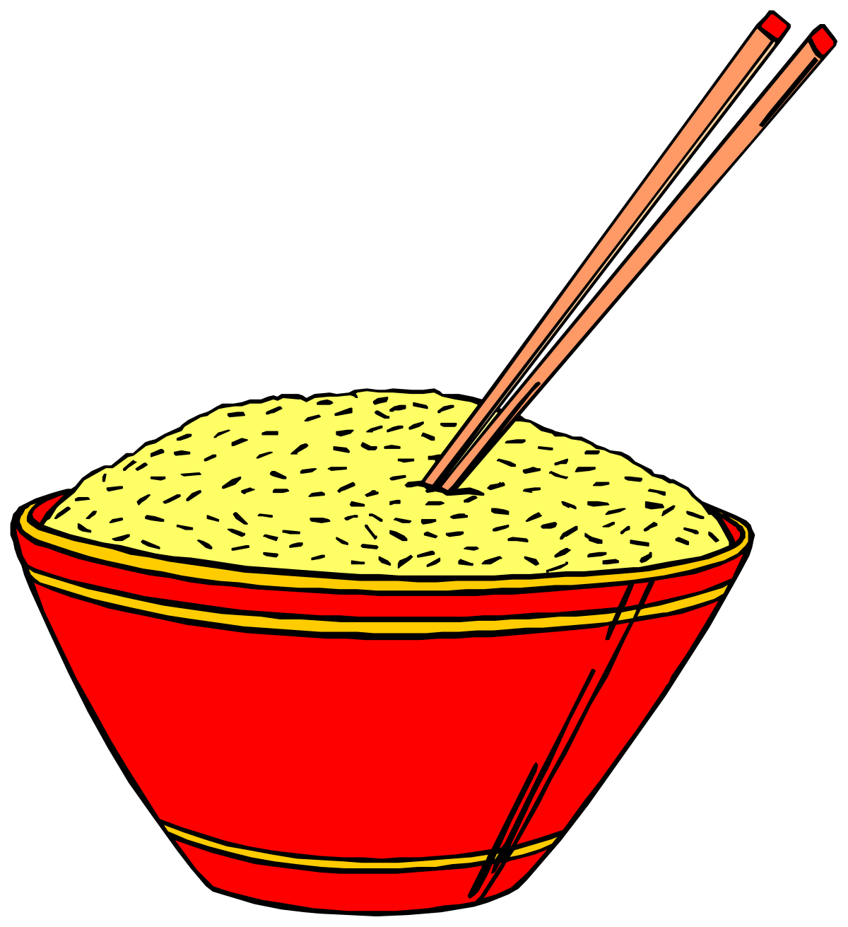 Bowl of Rice with Chopsticks Clipart - Perfect for Culinary Designs