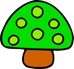 Green Mushroom with Black Dots Clipart - Nature's Unique Fungi