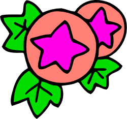 Pink and Green Star with Leaves - Vibrant Clipart for Creative Projects
