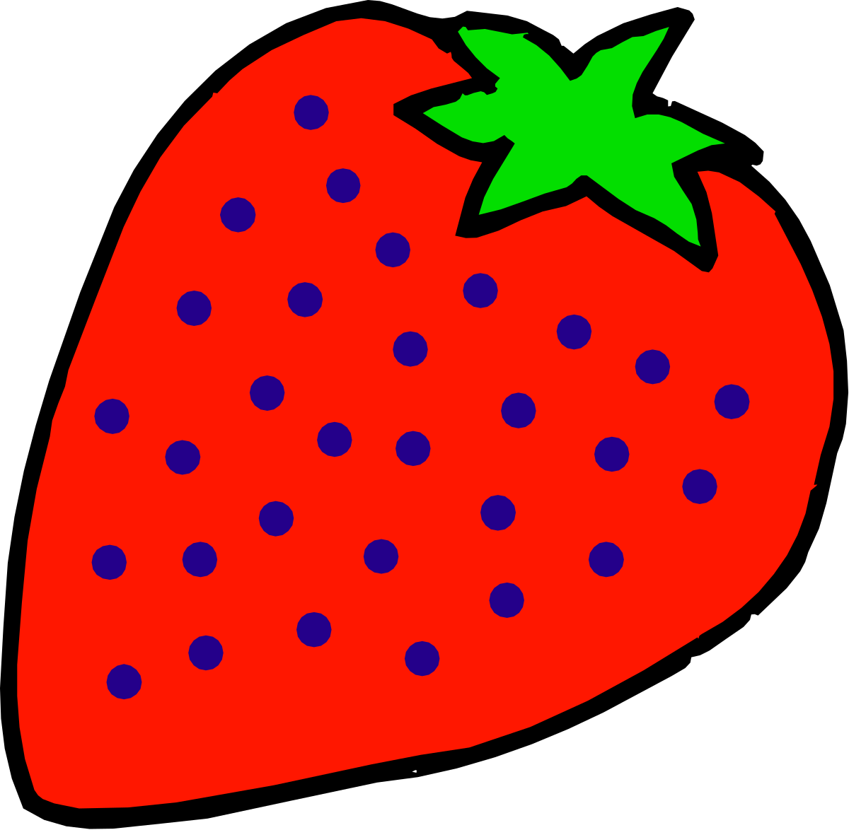 Strawberry with Blue Dots - Unique Clipart Design
