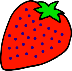 Strawberry with Blue Dots - Unique Clipart Design