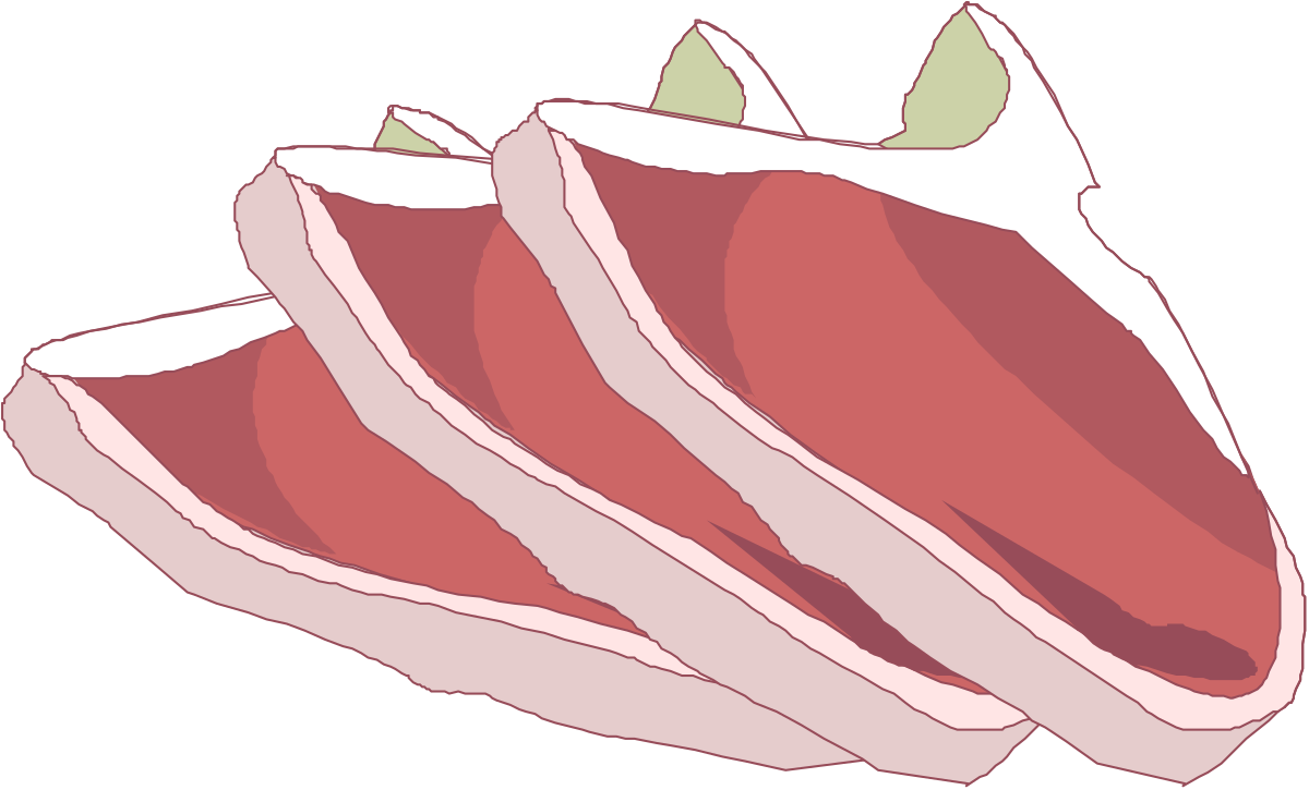 Juicy Meat with Fresh Green Leaf Clipart