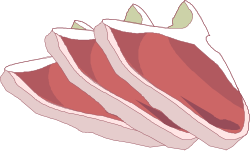 Juicy Meat with Fresh Green Leaf Clipart