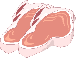 Meat Delicacies: Two Pieces of Juicy Cuts on Black Background Clipart