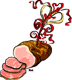 Meat Dish with Red and Yellow Garnish Clipart