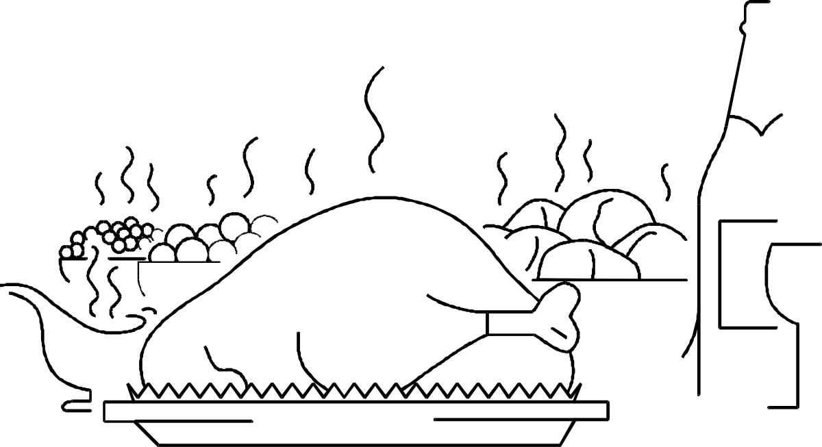 a turkey in a basket with a black background clip art png transparent Turkey in a Basket - Elegant Clipart for Festive Occasions