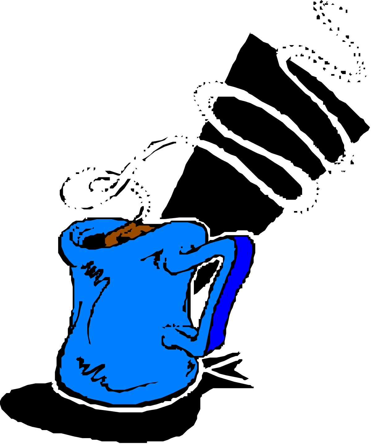Blue Bear with Brown Nose on Black Background Clipart