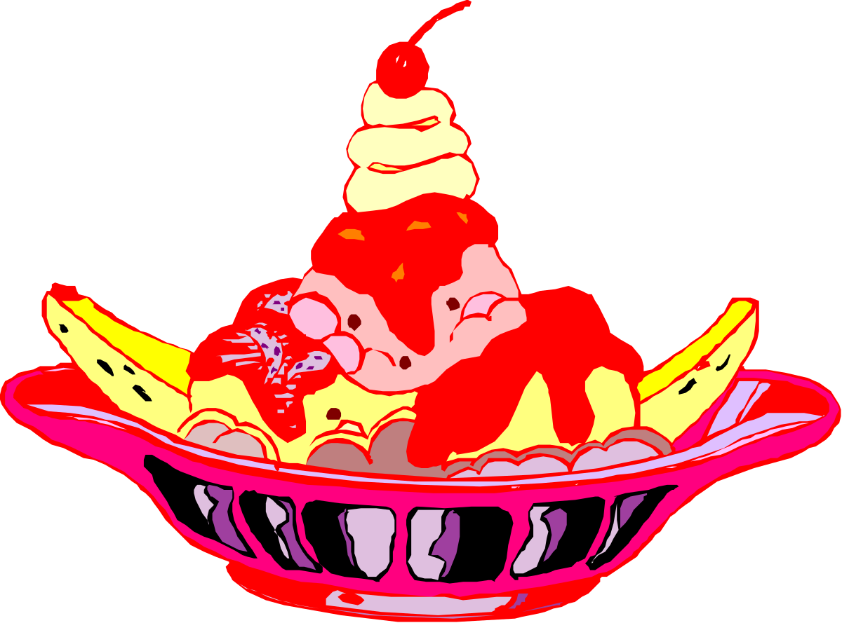 a bowl of ice cream and bananas clip art png transparent Ice Cream Bowl with Bananas - Delightful Clipart for Sweet Treats