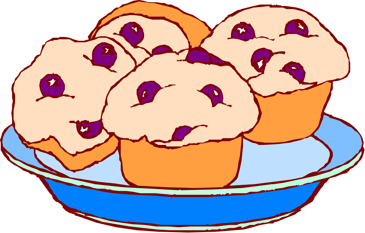 Blueberry Muffins on a Plate Clipart - Delicious Bakery Treats