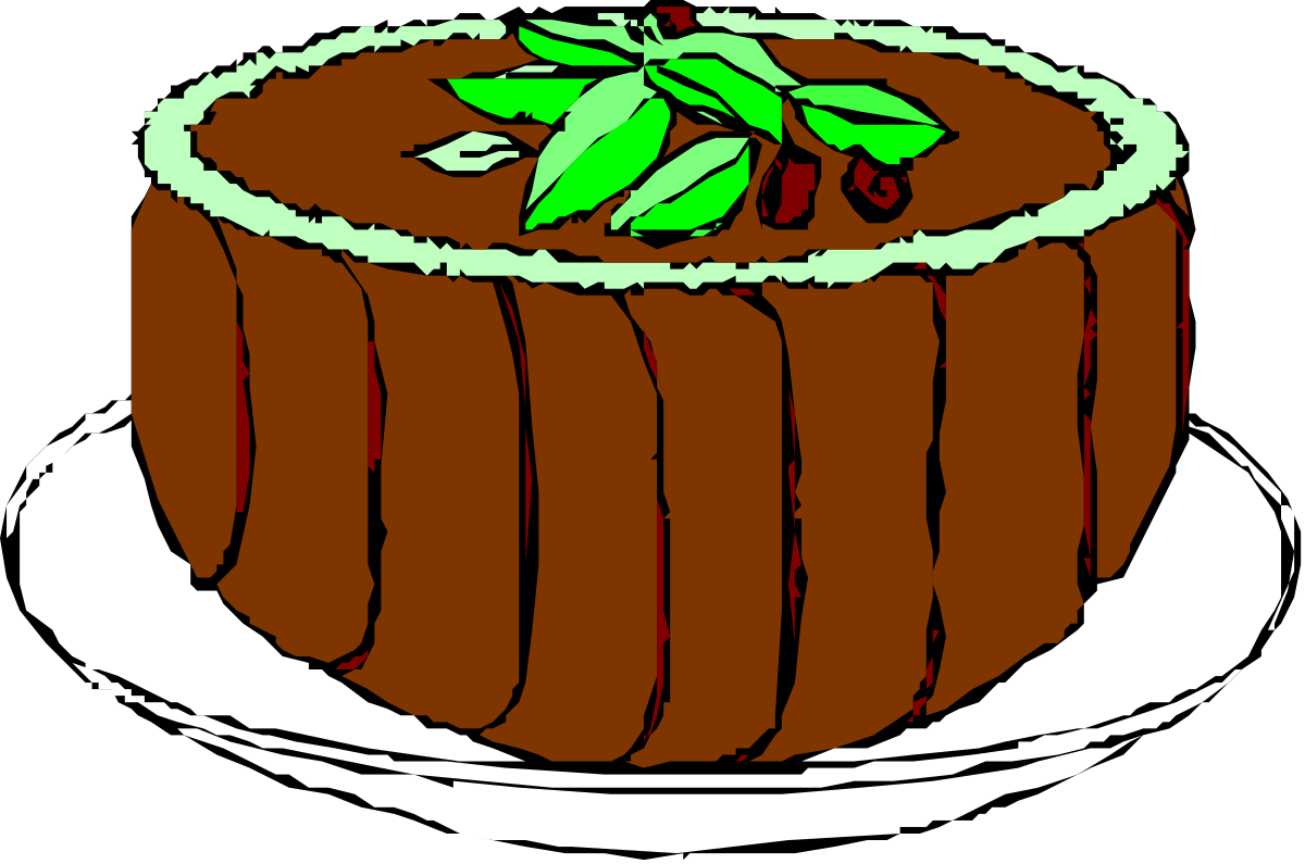 Cake with Green Leaf - Delightful Clipart for Celebrations