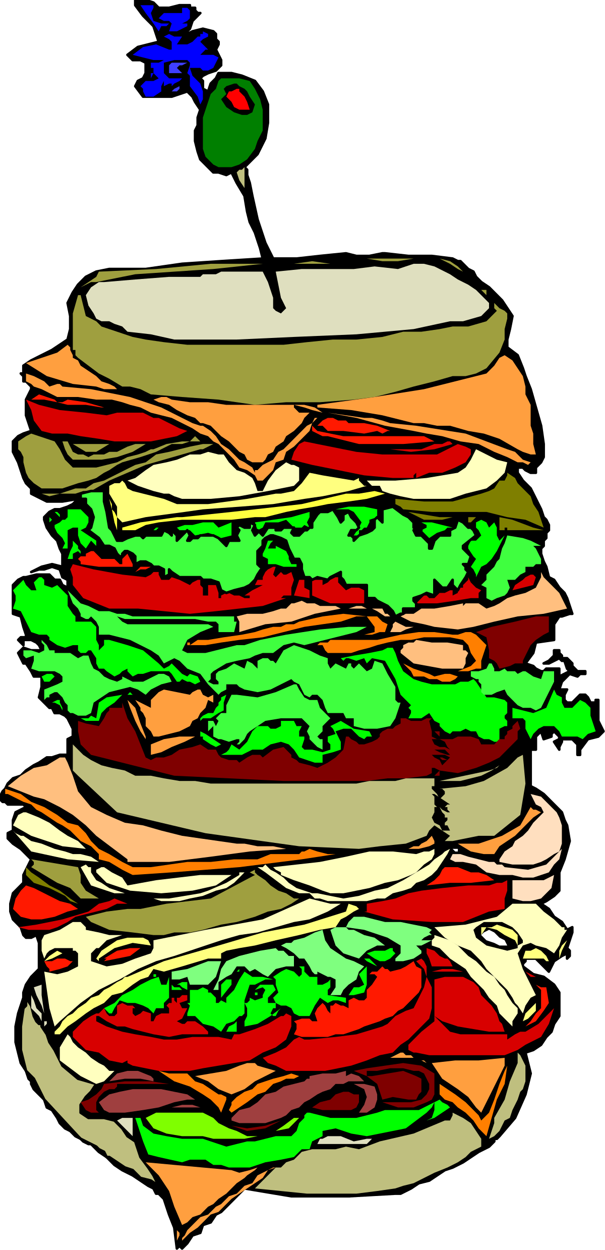 Juicy Hamburger Clipart with Layers of Meat and Toppings