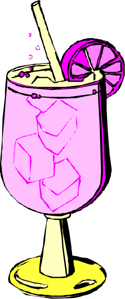 Pink Drink with Straw and Lemon - Refreshing Clipart