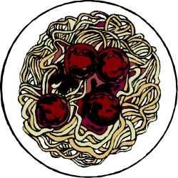 Spaghetti Plate Clipart: Whimsical Cherries & Delicious Pasta