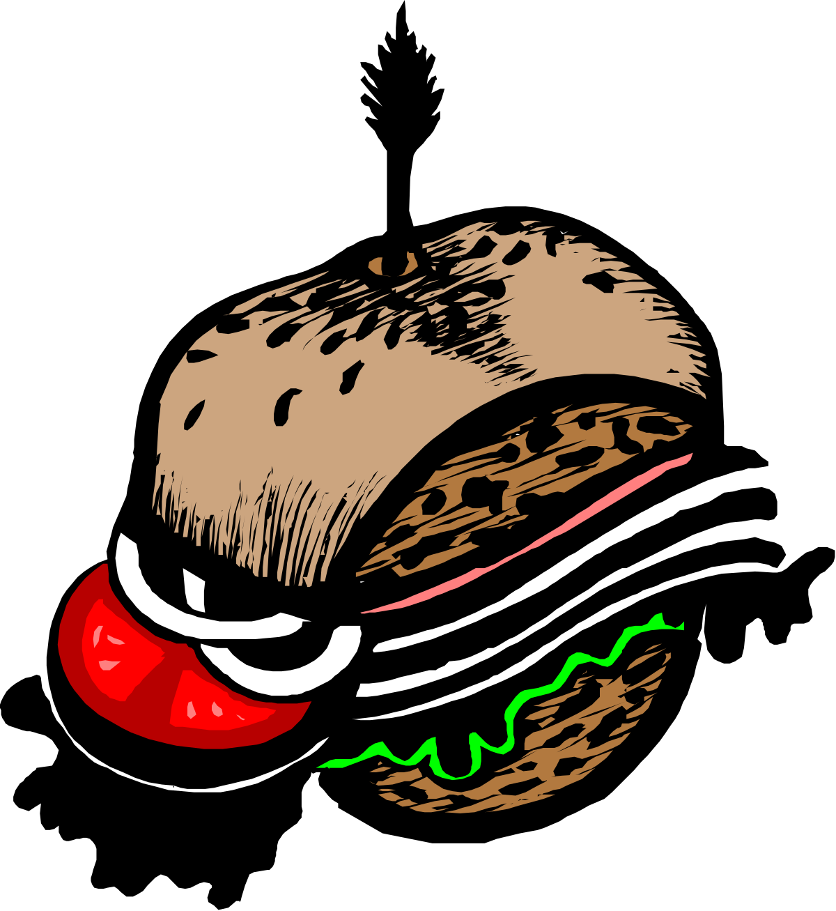 Hamburger Clipart with Tomato - Delicious Food Icon