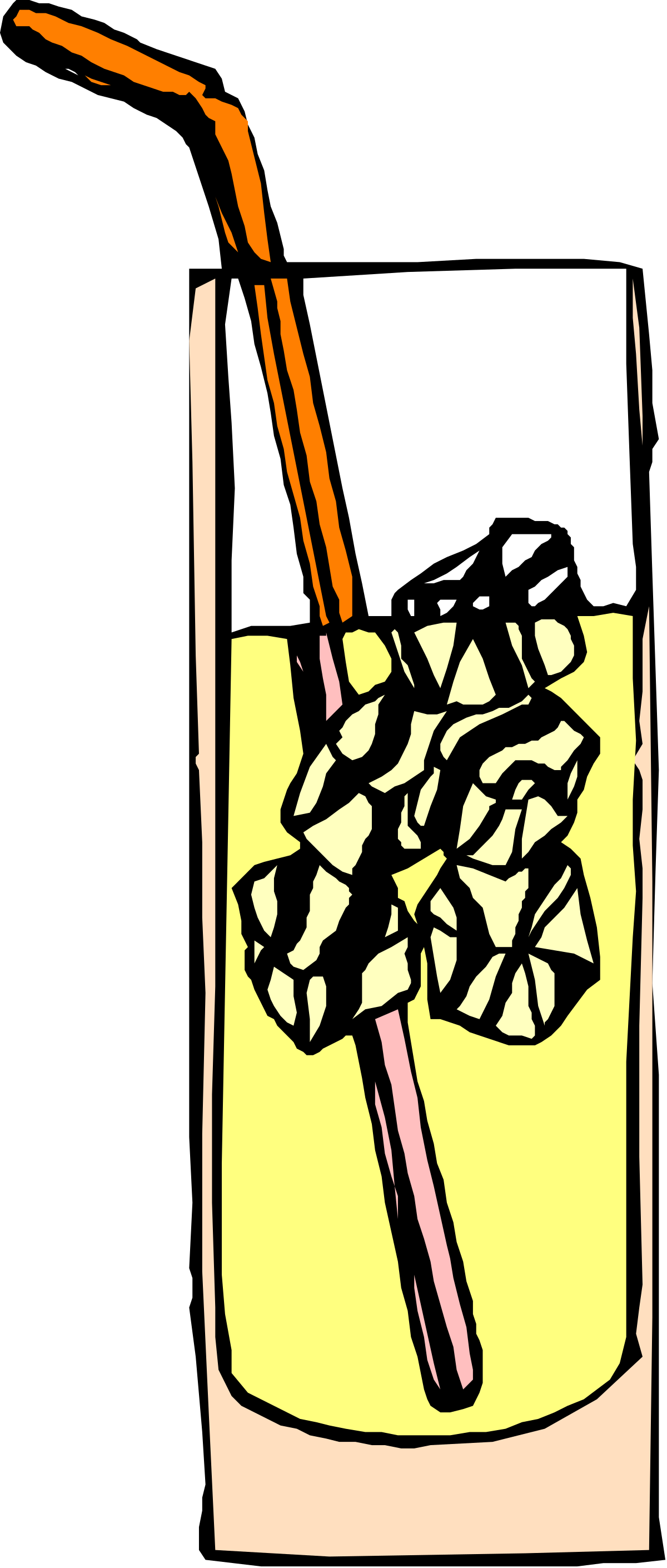 Lemon Juice Glass Clipart with Straw - Refreshing Citrus Delight