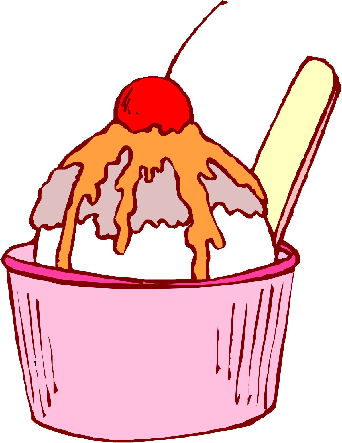 Bowl of Ice Cream with Cherry on Top Clipart