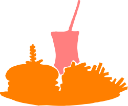 Pink and Orange Cup on Leaves - Charming Clipart for Any Occasion