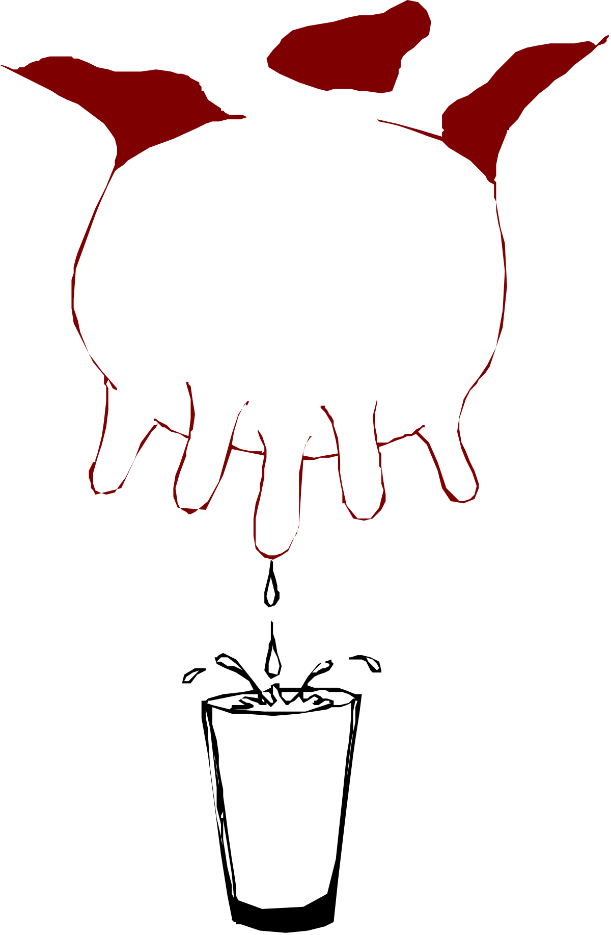 Black and White Cup Clipart with Red Liquid - Stylish and Versatile
