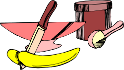 Banana Clipart with Knife and Fork for Delicious Designs