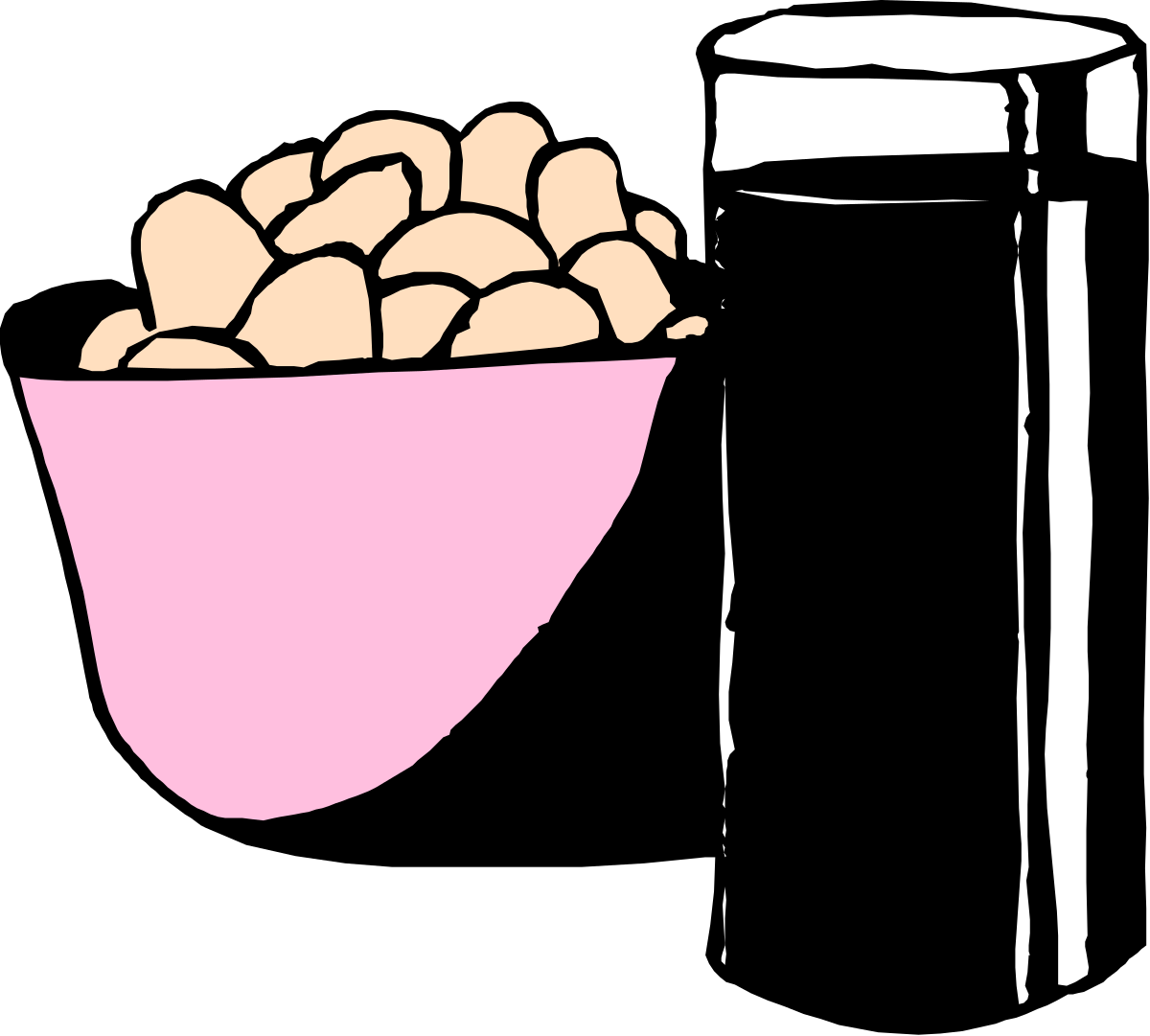 Pink Bowl of Popcorn and Beer Bottle Clipart for Fun Gatherings
