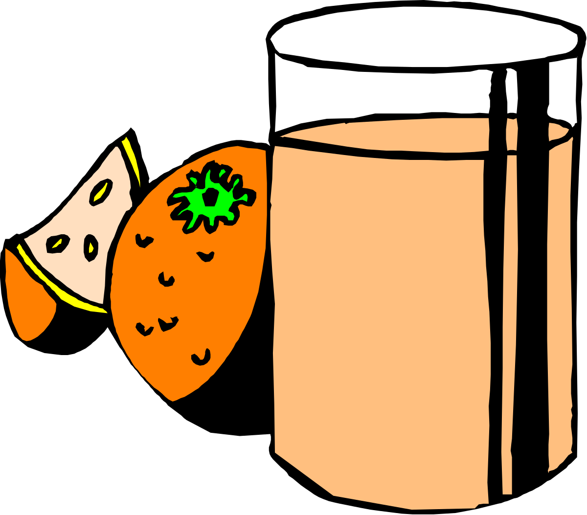 Orange Juice Clipart: Vibrant Glass with Fresh Orange Slice