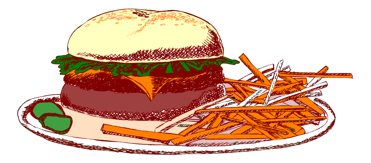 a hamburger with a lot of fries on it clip art png transparent Hamburger with Loaded Fries Clipart for Delicious Designs