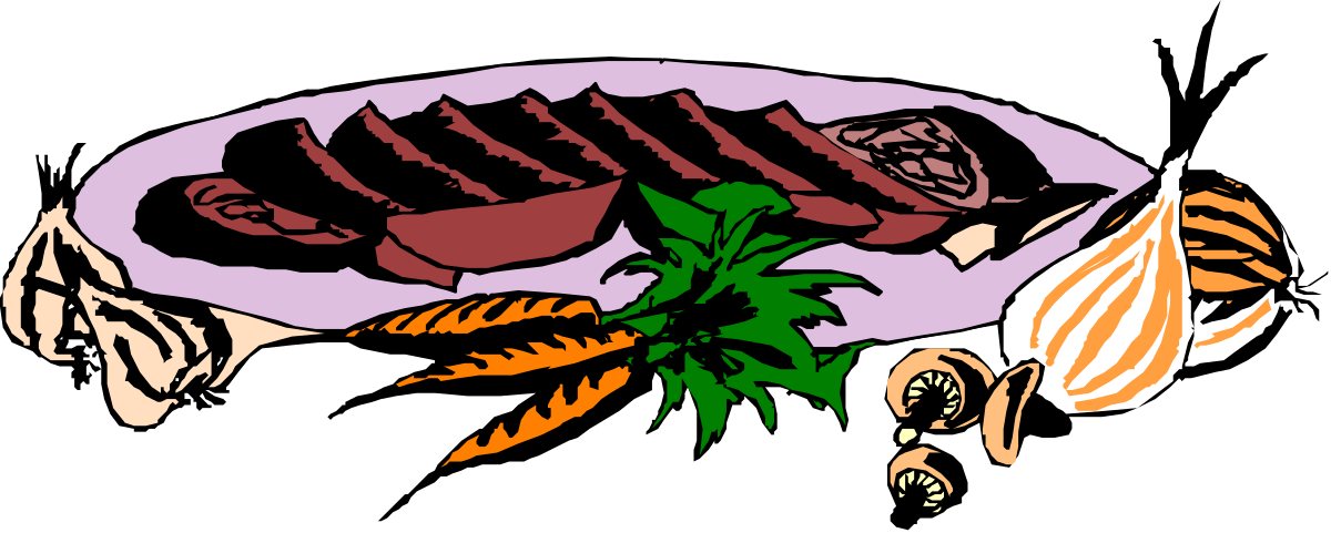 Meat and Vegetables Clipart: Fresh Ingredients Illustration