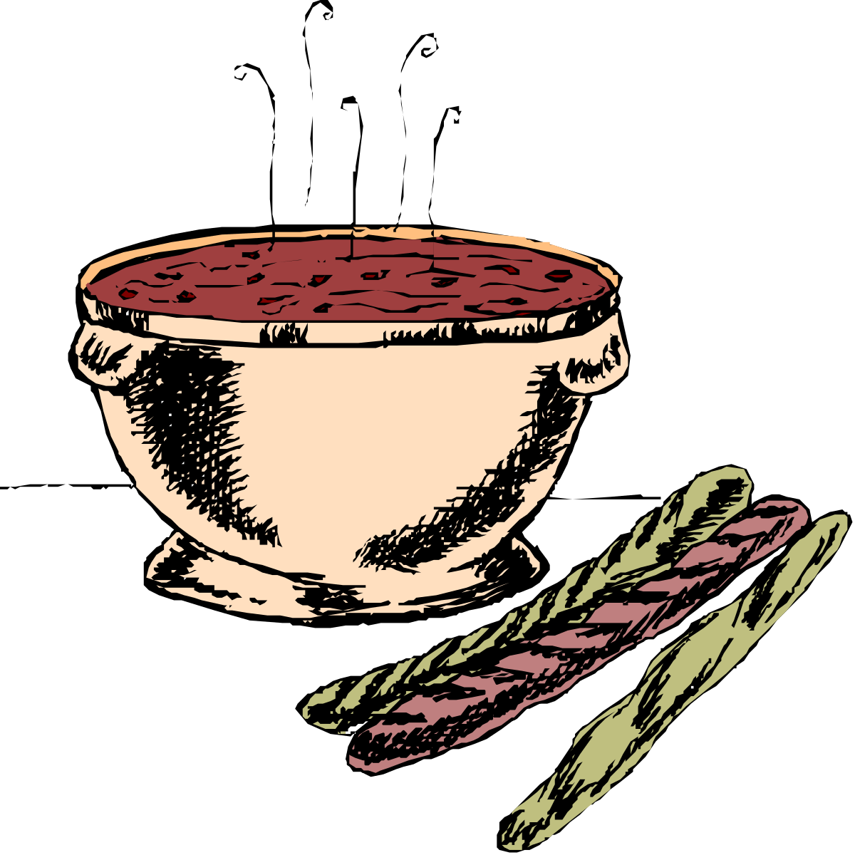 Bowl of Soup with Spoon and Bread - Delicious Clipart for Your Projects