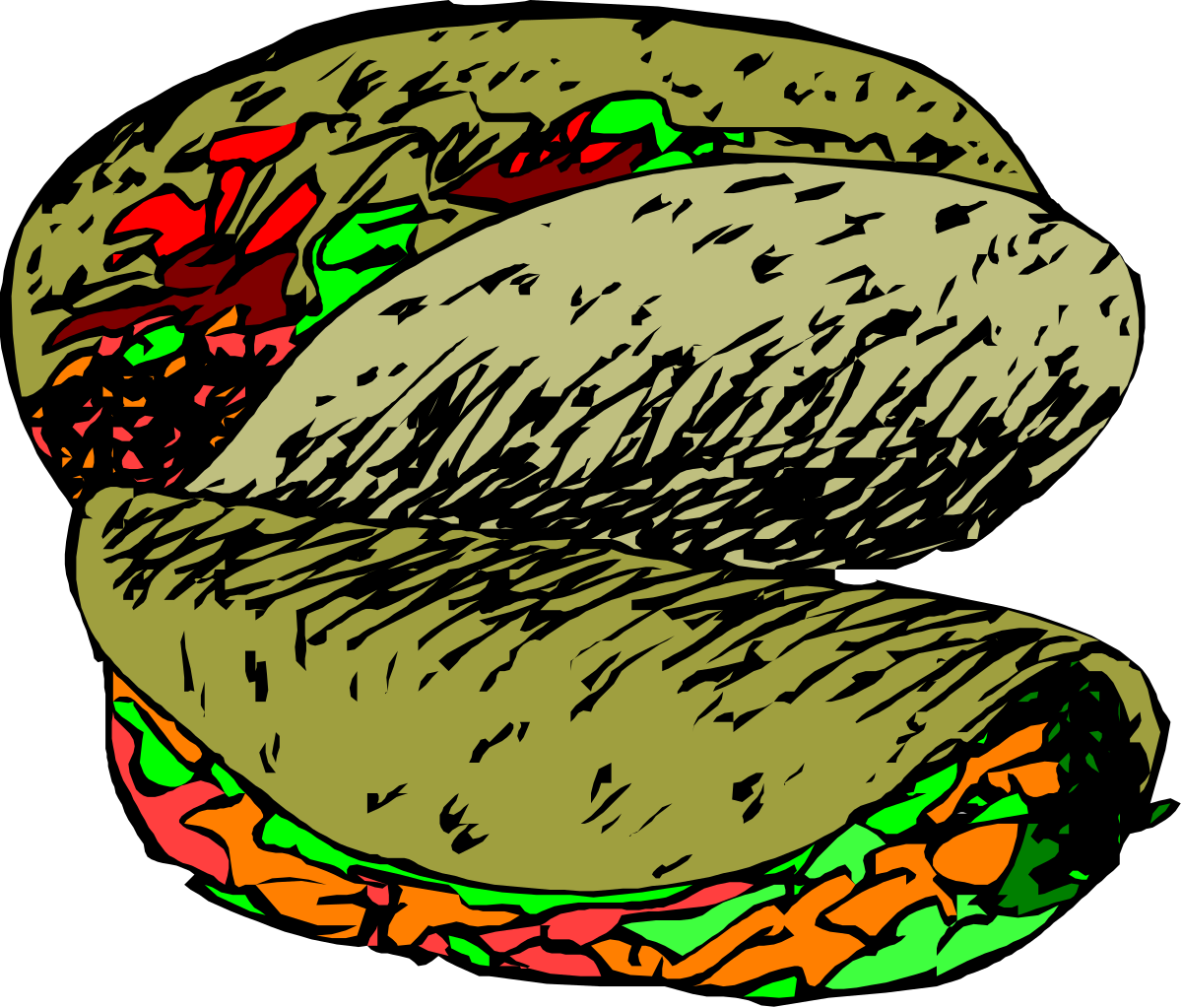 Delicious Sandwich with Assorted Toppings Clipart