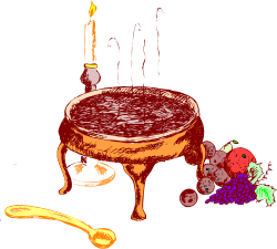 Candle Cake and Fruit Plate Clipart for Celebrations