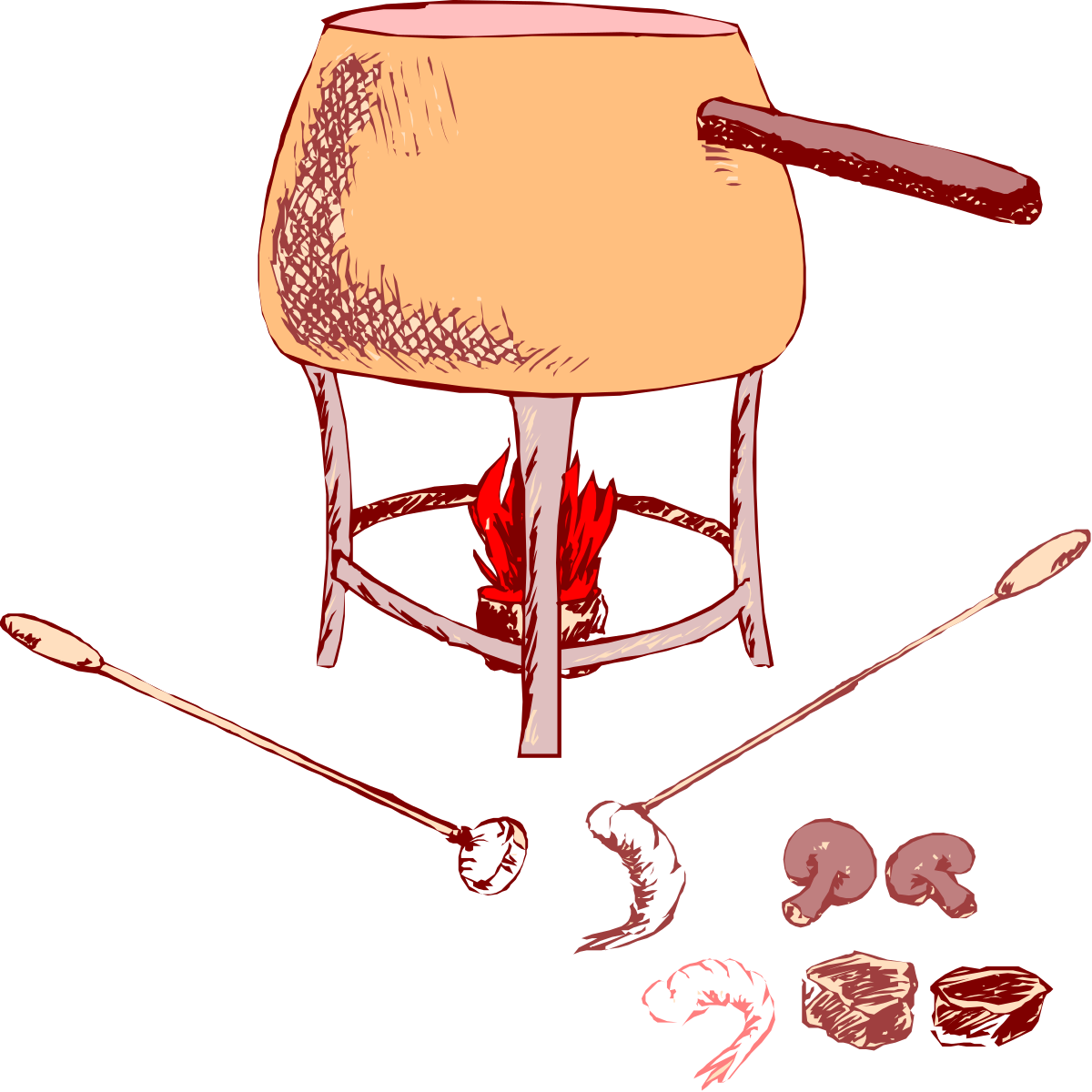 a drawing of a pot with a fire in it clip art png transparent Pot with Fire Clipart: Cozy Cooking and Campfire Scenes