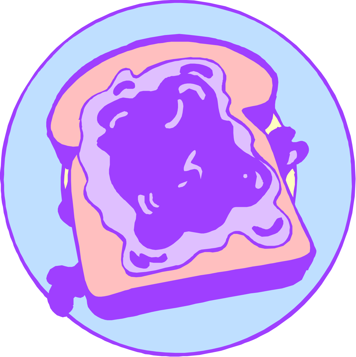 Bread Clipart on Purple and Blue Background - Fresh Bakery Illustration