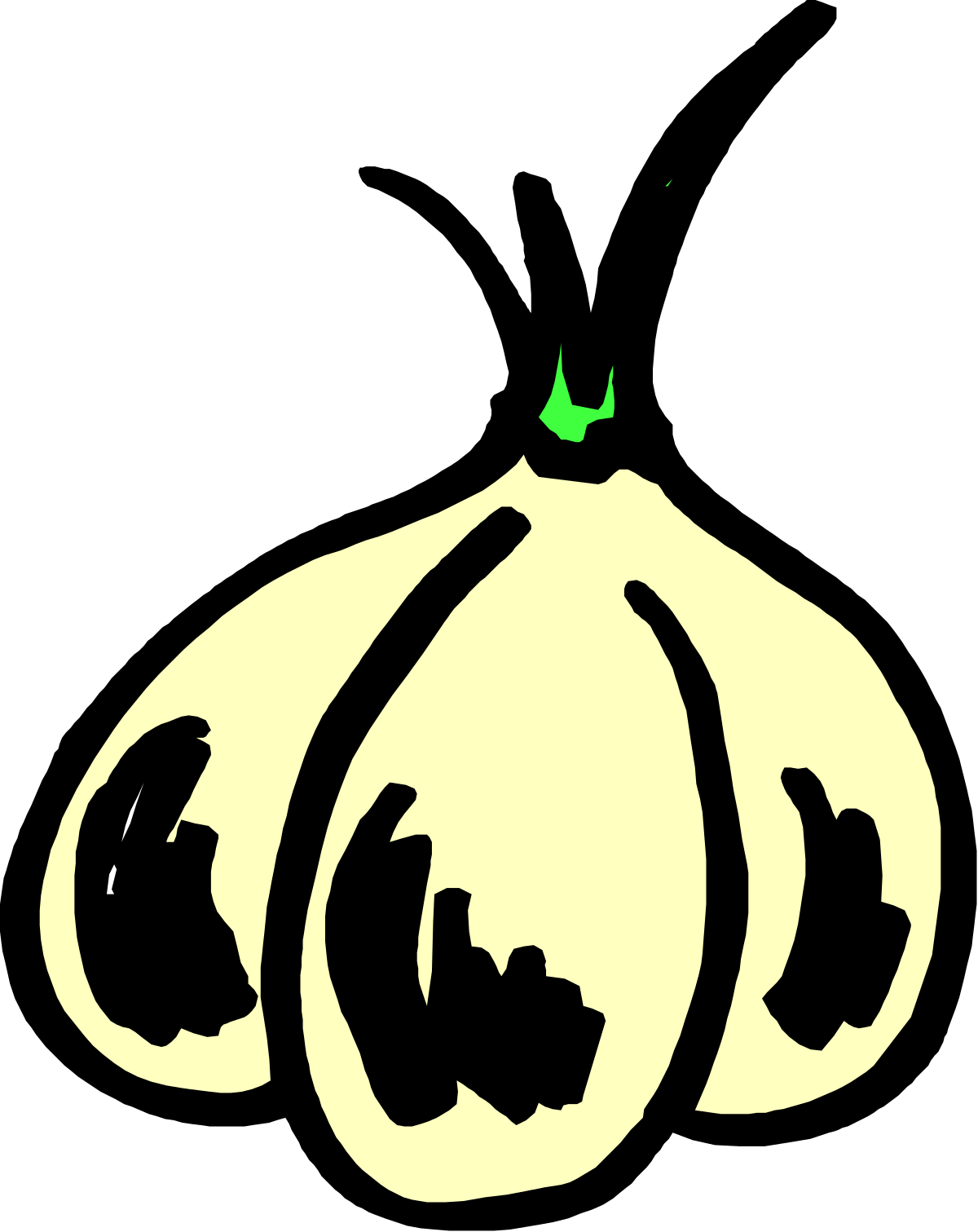 Black and White Pumpkin Clipart with Green Leaf - Perfect for Seasonal Themes
