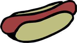 Hot Dog Character with Red Nose and Green Nose Clipart