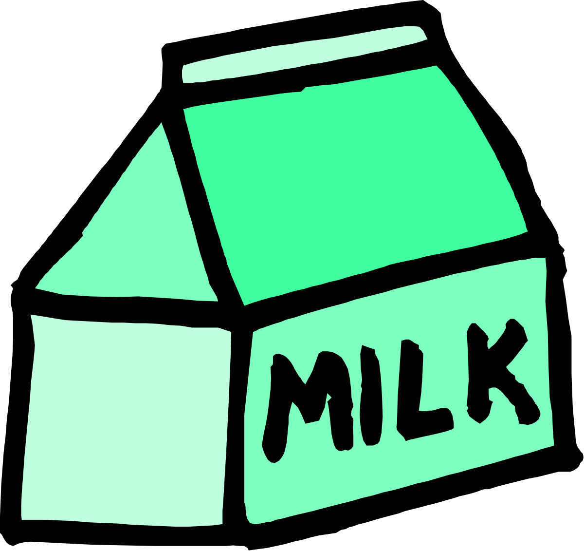 Green Milk Carton Clipart - Fresh Dairy Illustration