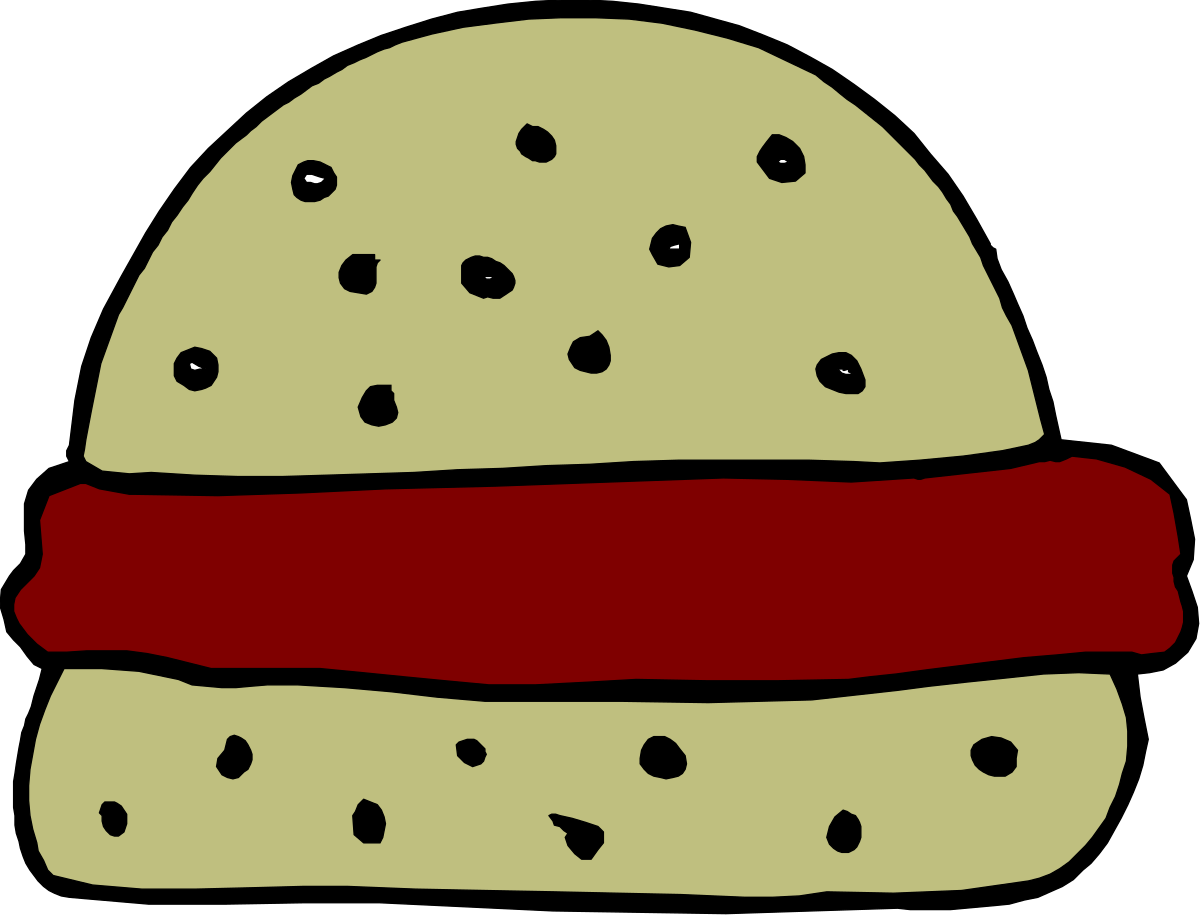 Hamburger with Red Ribbon Clipart - Delicious Fast Food Illustration
