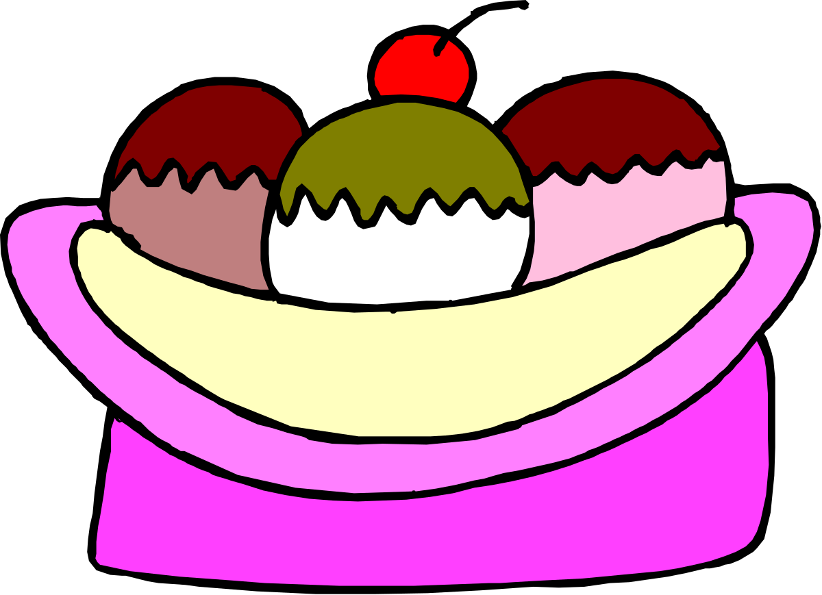 Colorful Ice Creams in Pink Bowl Clipart