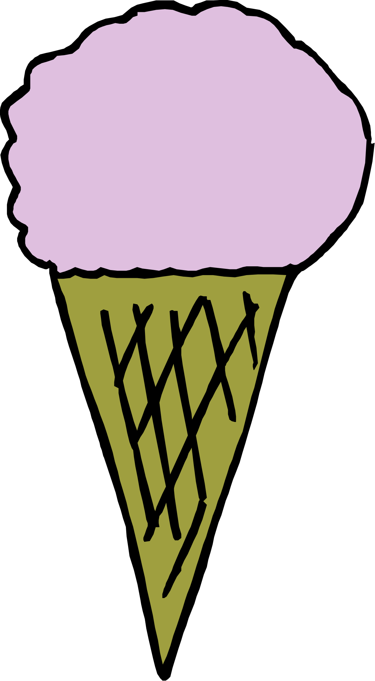 Pink Ice Cream Cone Clipart with Black Letters