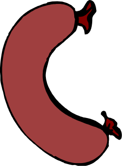 Red Sausage on Black Background Clipart for Bold Culinary Designs