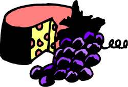 Cheese with Purple and Yellow Spots - Vibrant Clipart Illustration