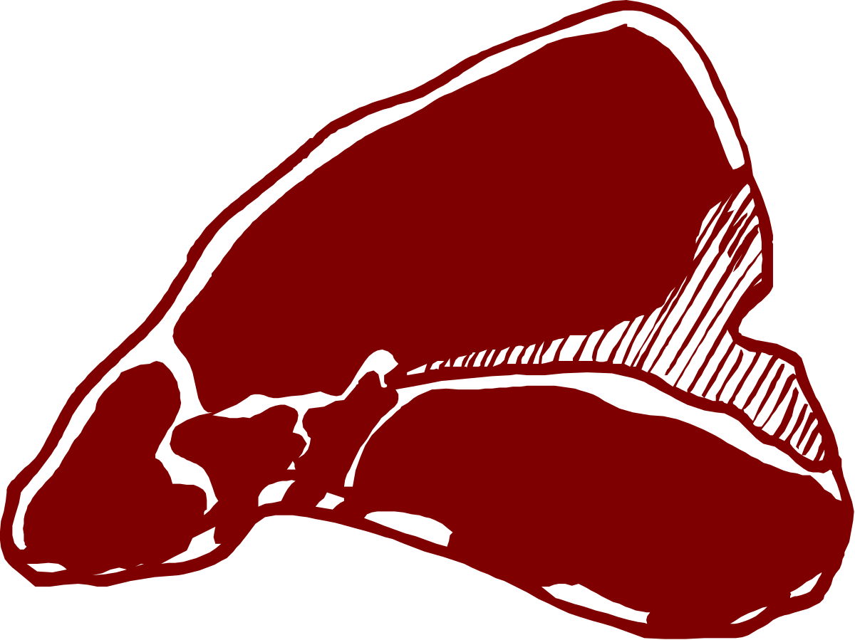 Red and White Steak Clipart on Black Background