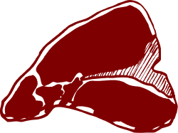 Red and White Steak Clipart on Black Background
