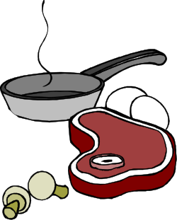 Pan with Meat and Garlic Clipart  Perfect for Culinary Designs