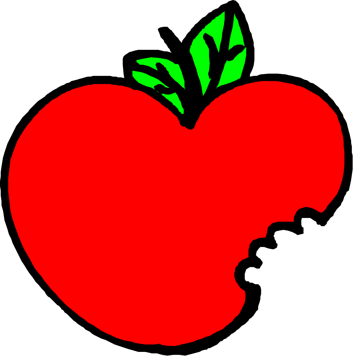 Apple with Green Leaf Clipart - Fresh & Vibrant Illustration