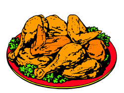 Chicken Plate on Black Background - Delicious Culinary Clipart