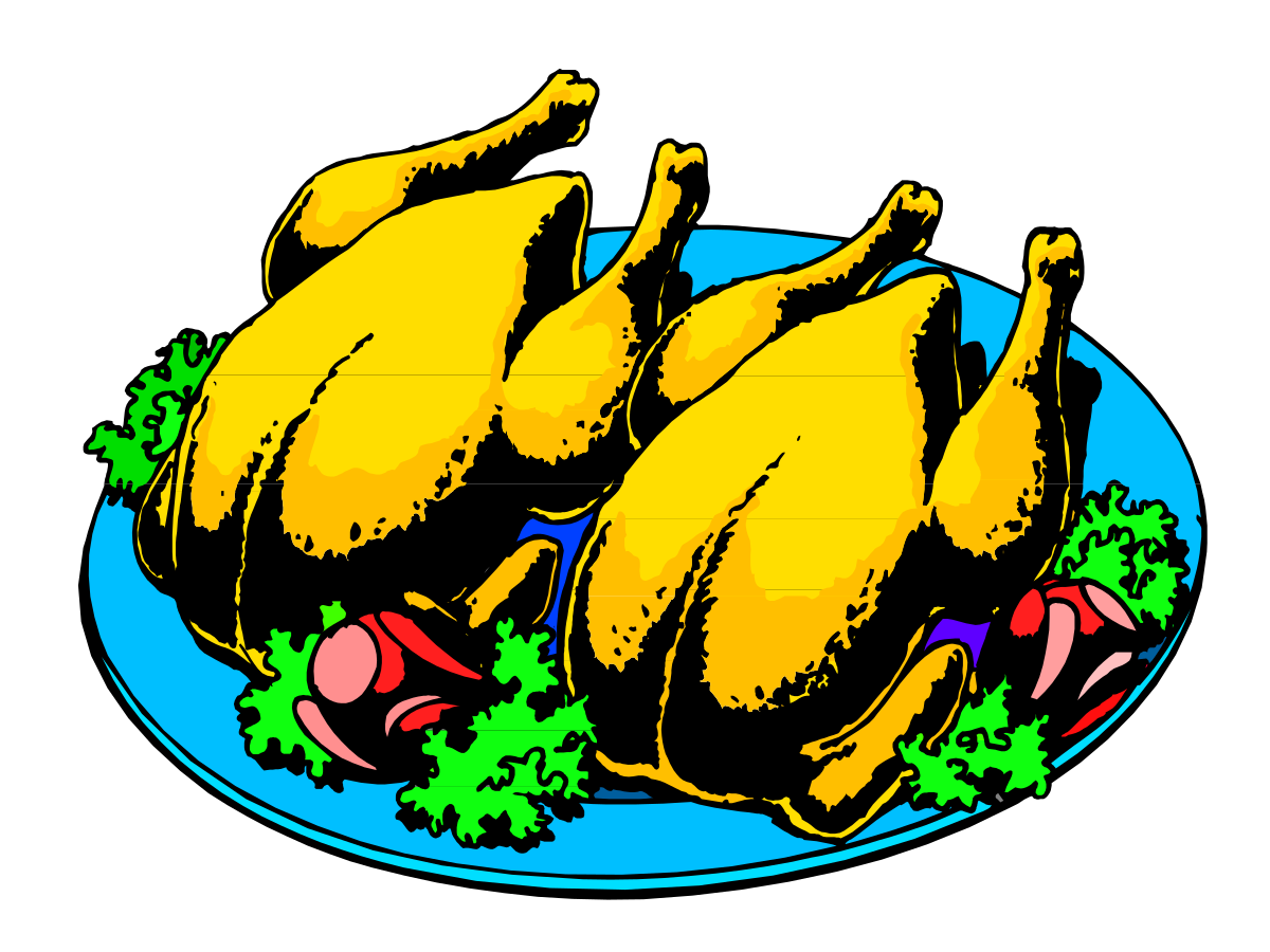 Delicious Chicken Plate Clipart on Black Background