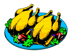 Delicious Chicken Plate Clipart on Black Background