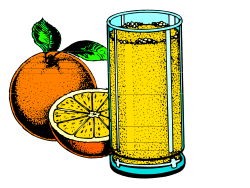 Orange Juice Glass with Half Orange Clipart for Refreshing Designs
