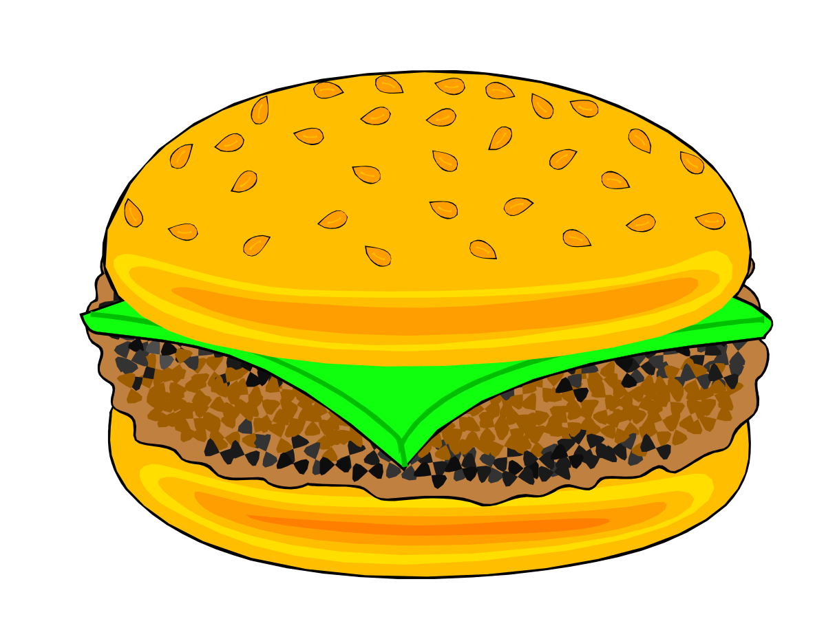 Hamburger Clipart with Green Bun - Tasty Visuals for Your Projects